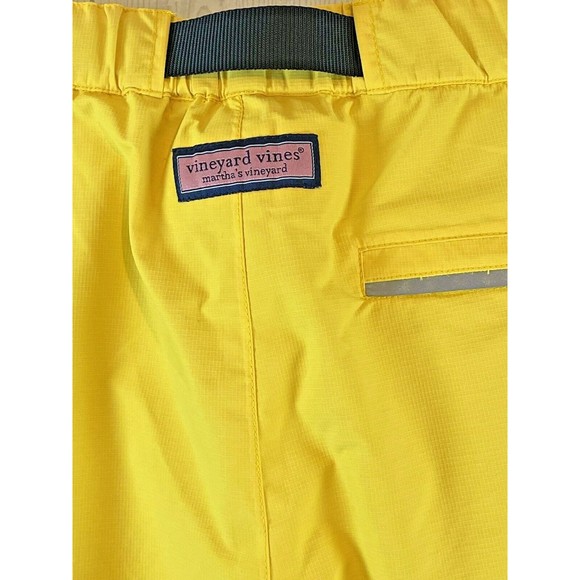 Vineyard Vines Ski Pants Mens S Yellow Belted Snowboard Rain Pockets Zipped Legs - Picture 3 of 8